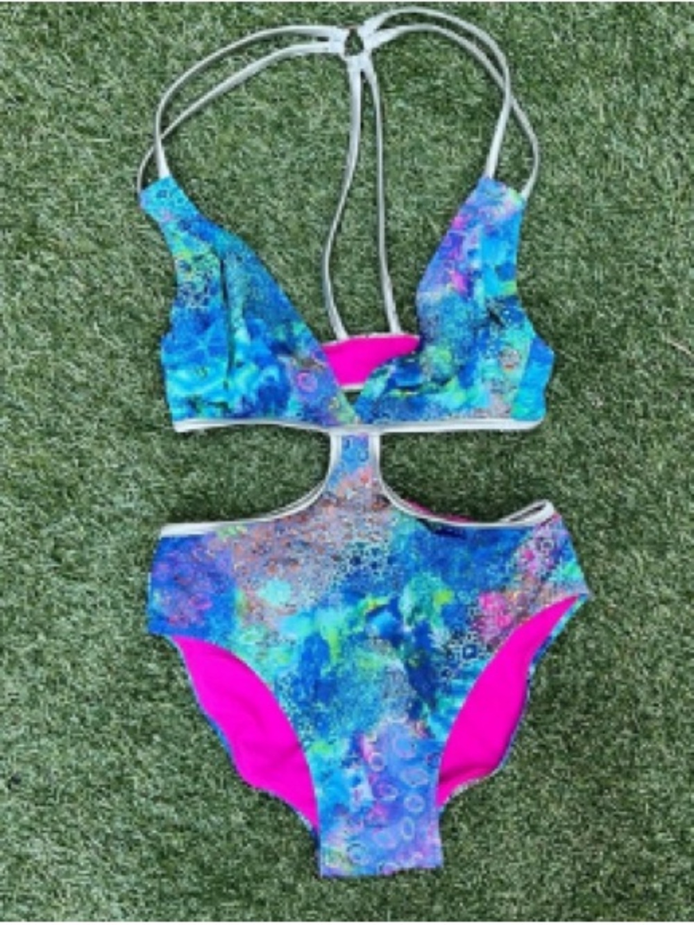 Girls' Blue & Pink One-Piece Swim Suit - Kids Swim